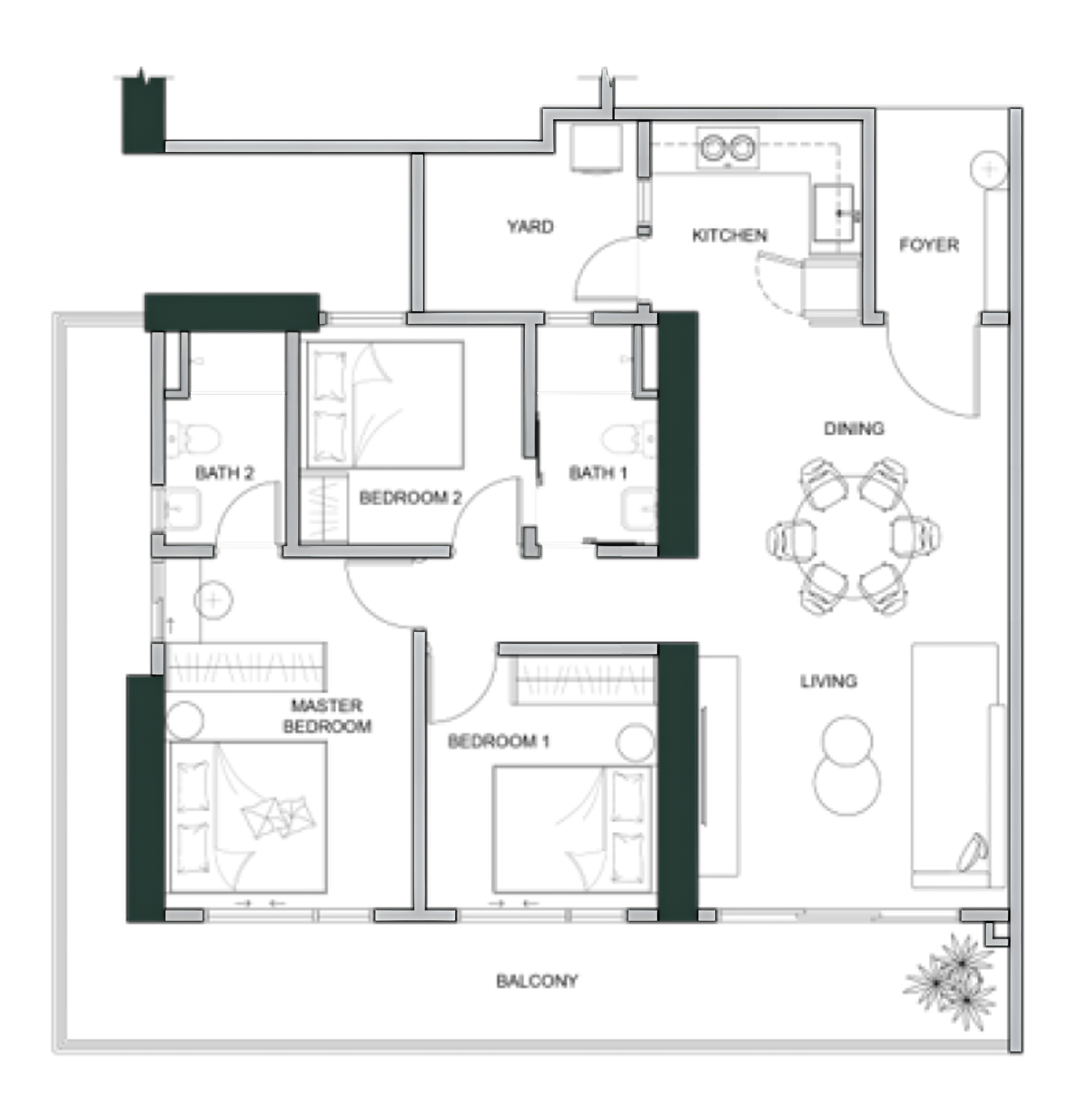 3 Bedroom Unit Floor Plan - TYPED1